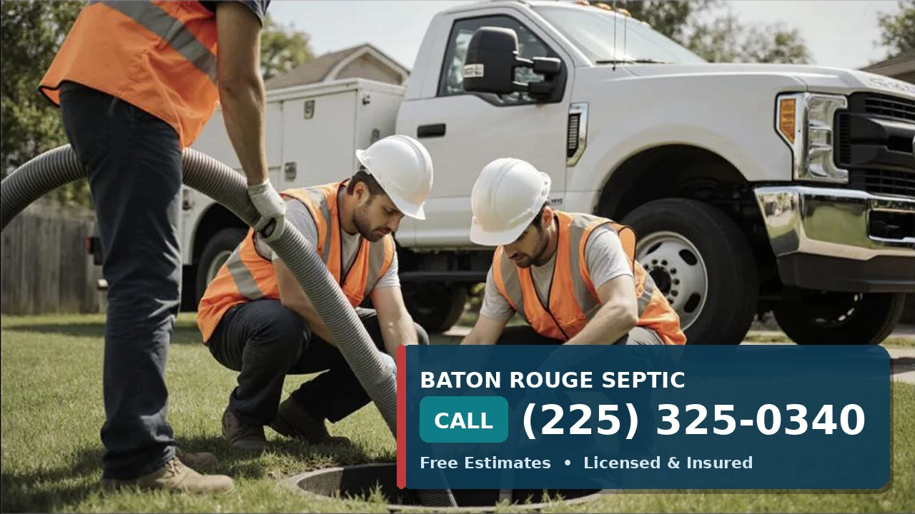Septic crew servicing a tank in Baton Rouge